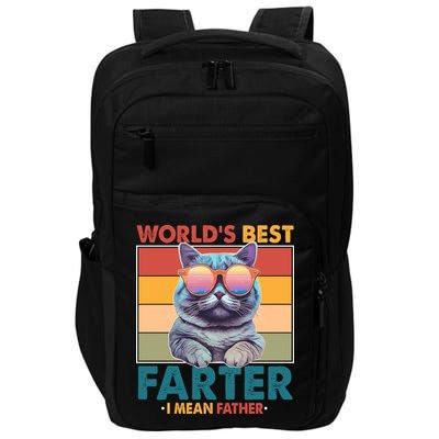 Worlds Best Farter I Mean Father Funny Retro Cat Impact Tech Backpack