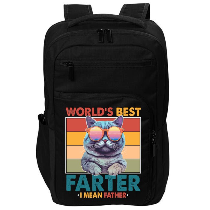 Worlds Best Farter I Mean Father Funny Retro Cat Impact Tech Backpack