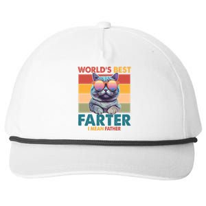 Worlds Best Farter I Mean Father Funny Retro Cat Snapback Five-Panel Rope Hat