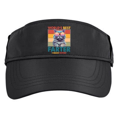 Worlds Best Farter I Mean Father Funny Retro Cat Adult Drive Performance Visor