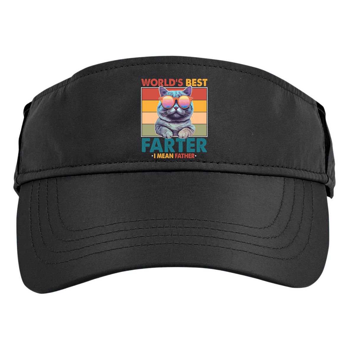 Worlds Best Farter I Mean Father Funny Retro Cat Adult Drive Performance Visor