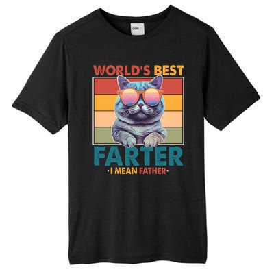 Worlds Best Farter I Mean Father Funny Retro Cat Tall Fusion ChromaSoft Performance T-Shirt