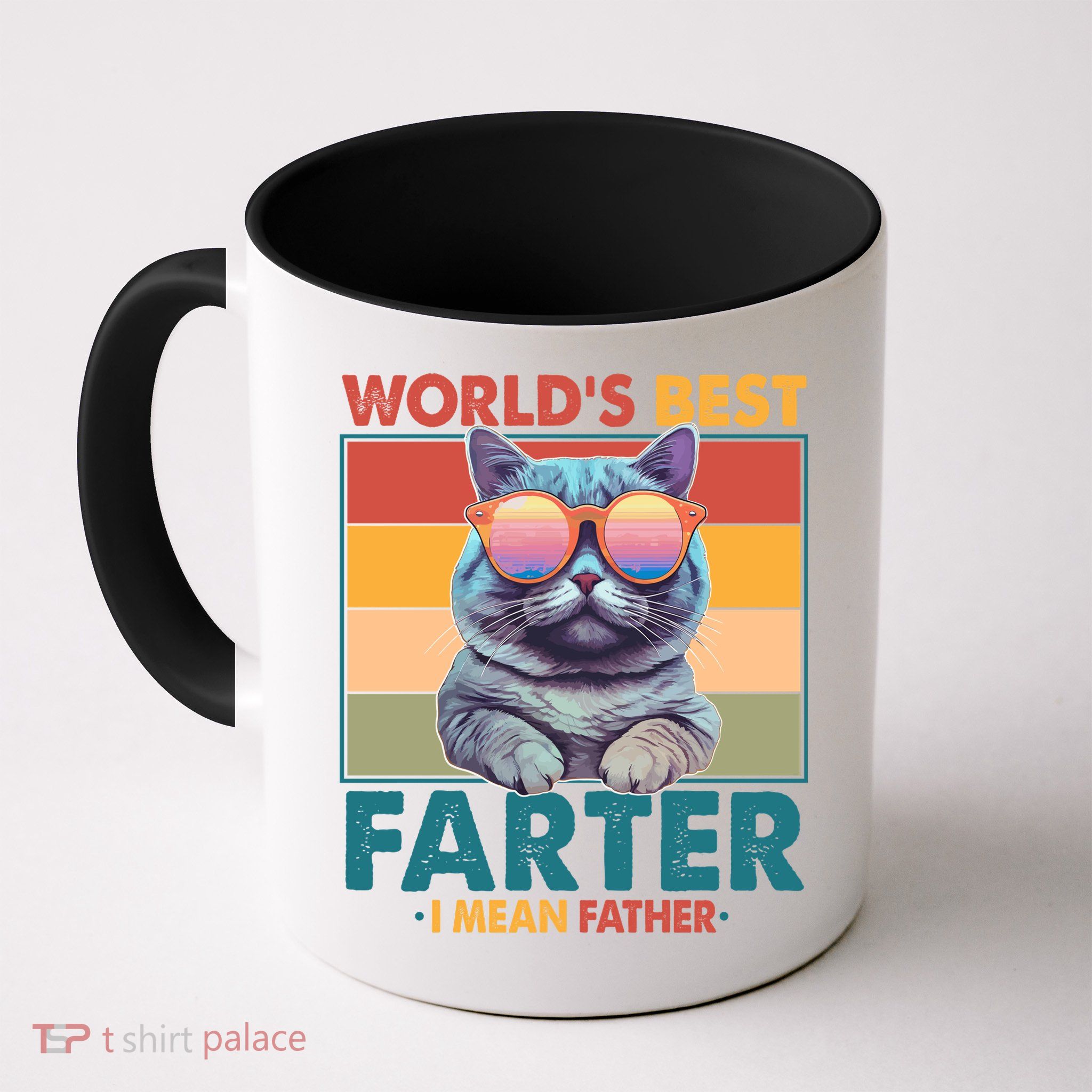 Worlds Best Farter I Mean Father Funny Retro Cat Mug