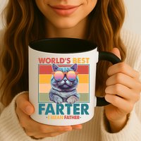 Worlds Best Farter I Mean Father Funny Retro Cat Mug
