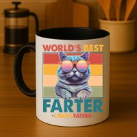 Worlds Best Farter I Mean Father Funny Retro Cat Mug