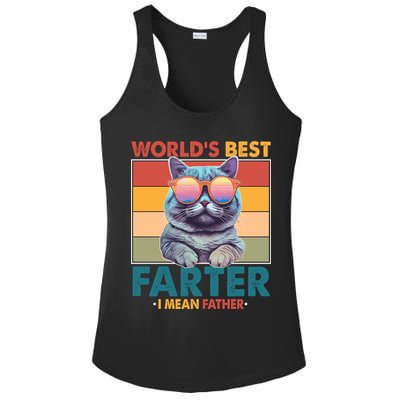 Worlds Best Farter I Mean Father Funny Retro Cat Ladies PosiCharge Competitor Racerback Tank