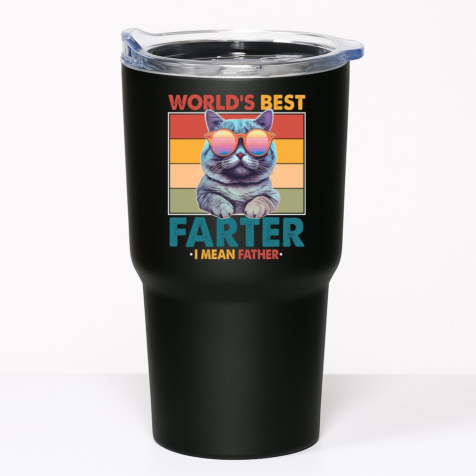 Worlds Best Farter I Mean Father Funny Retro Cat Tumbler