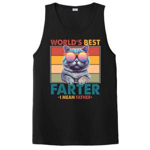 Worlds Best Farter I Mean Father Funny Retro Cat PosiCharge Competitor Tank