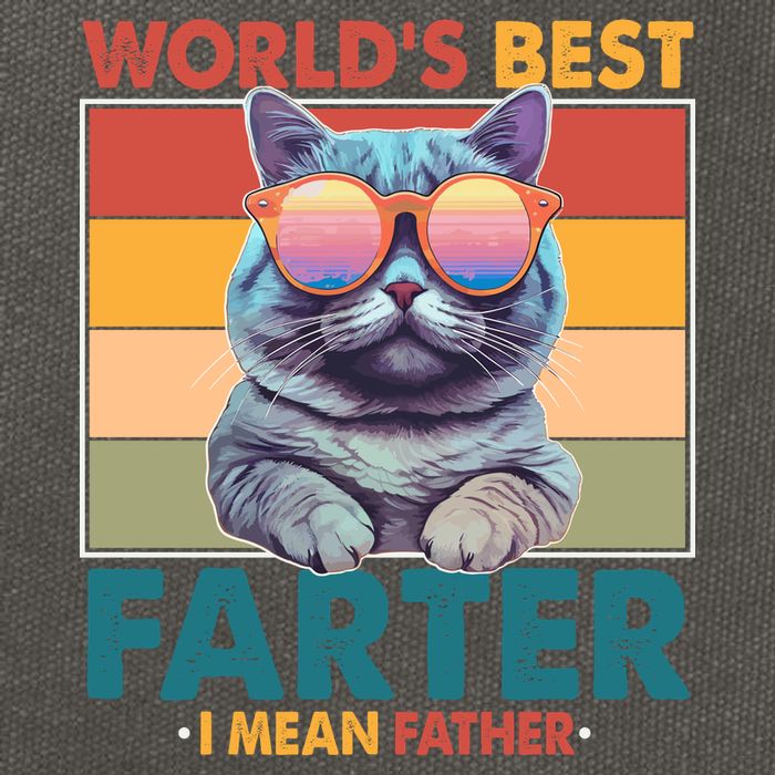 Worlds Best Farter I Mean Father Funny Retro Cat Cotton Canvas Backpack