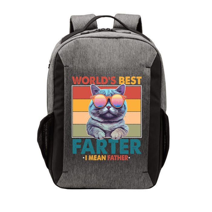 Worlds Best Farter I Mean Father Funny Retro Cat Vector Backpack