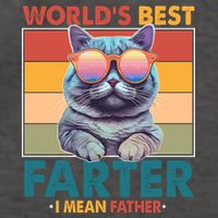 Worlds Best Farter I Mean Father Funny Retro Cat Vector Backpack