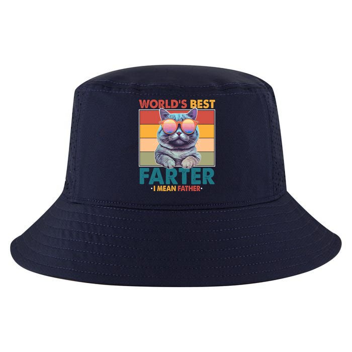 Worlds Best Farter I Mean Father Funny Retro Cat Cool Comfort Performance Bucket Hat