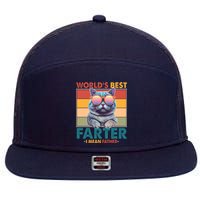 Worlds Best Farter I Mean Father Funny Retro Cat 7 Panel Mesh Trucker Snapback Hat