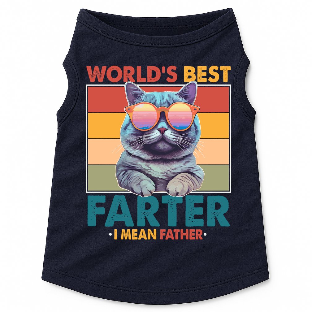Worlds Best Farter I Mean Father Funny Retro Cat Doggie Tank