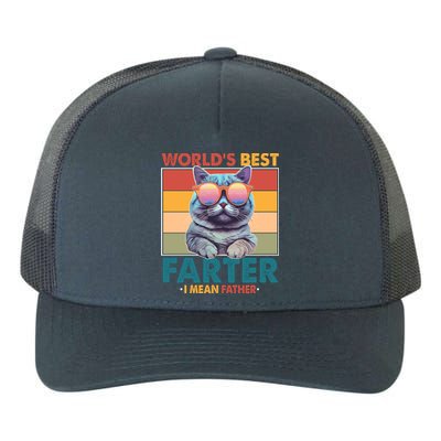 Worlds Best Farter I Mean Father Funny Retro Cat Yupoong Adult 5-Panel Trucker Hat