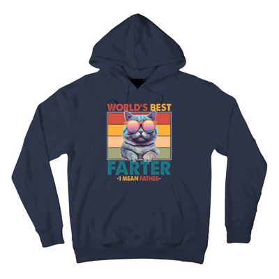 Worlds Best Farter I Mean Father Funny Retro Cat Hoodie