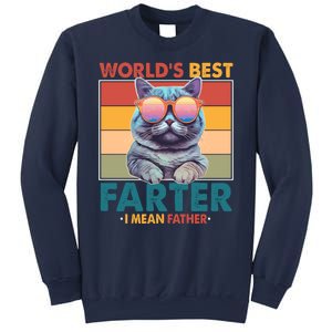 Worlds Best Farter I Mean Father Funny Retro Cat Sweatshirt