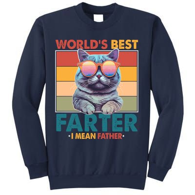 Worlds Best Farter I Mean Father Funny Retro Cat Sweatshirt