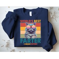 Worlds Best Farter I Mean Father Funny Retro Cat Sweatshirt