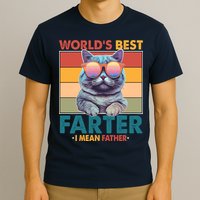 Worlds Best Farter I Mean Father Funny Retro Cat T-Shirt