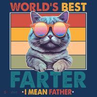 Worlds Best Farter I Mean Father Funny Retro Cat Sustainable Bucket Hat