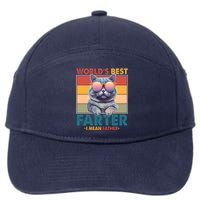 Worlds Best Farter I Mean Father Funny Retro Cat 7-Panel Snapback Hat