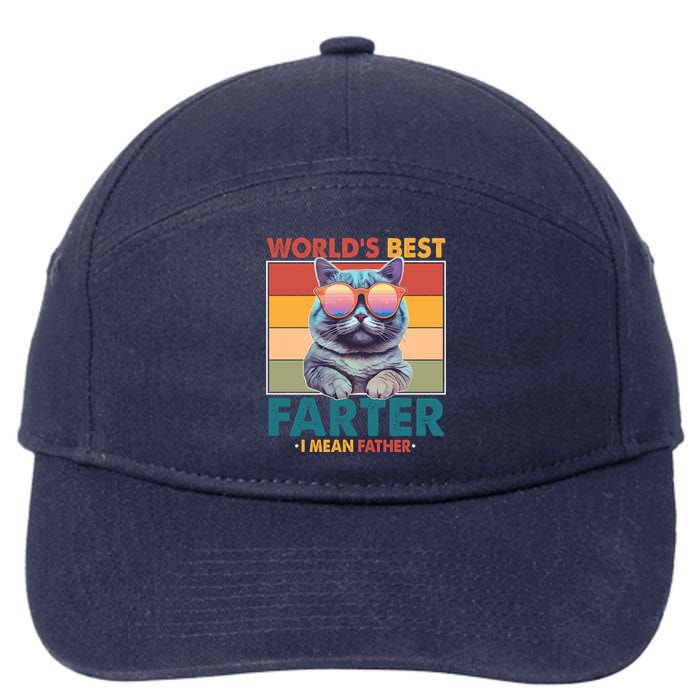 Worlds Best Farter I Mean Father Funny Retro Cat 7-Panel Snapback Hat