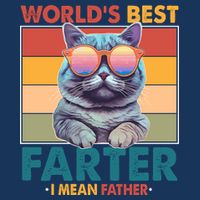 Worlds Best Farter I Mean Father Funny Retro Cat 7-Panel Snapback Hat