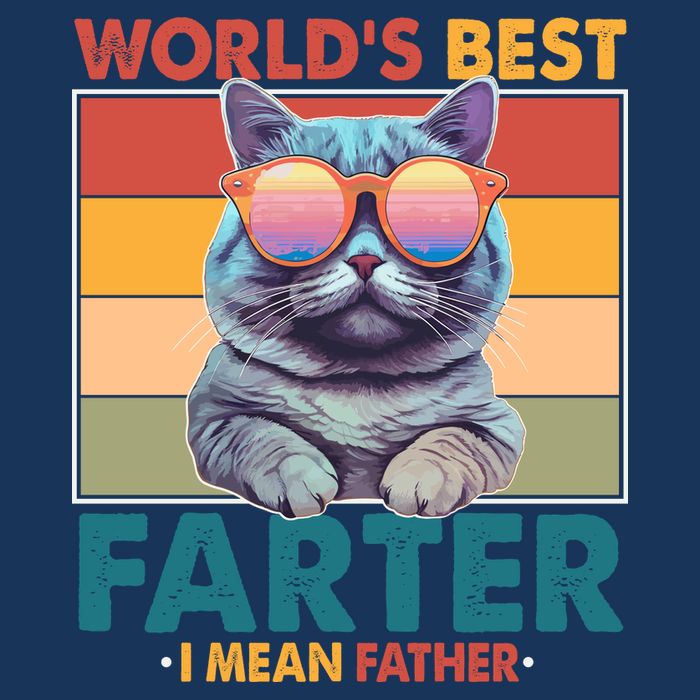 Worlds Best Farter I Mean Father Funny Retro Cat 7-Panel Snapback Hat