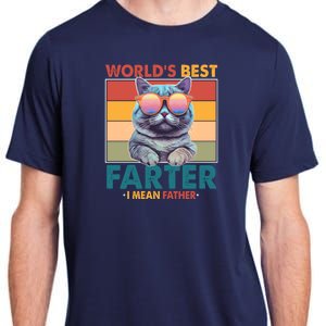 Worlds Best Farter I Mean Father Funny Retro Cat Adult ChromaSoft Performance T-Shirt