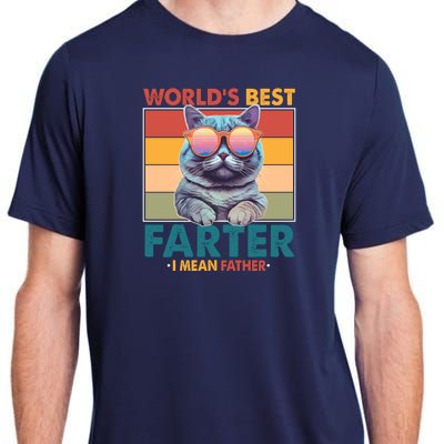 Worlds Best Farter I Mean Father Funny Retro Cat Adult ChromaSoft Performance T-Shirt