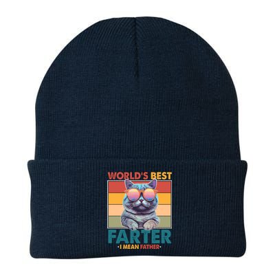 Worlds Best Farter I Mean Father Funny Retro Cat Knit Cap Winter Beanie