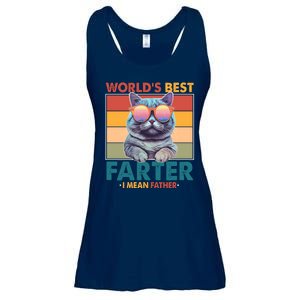 Worlds Best Farter I Mean Father Funny Retro Cat Ladies Essential Flowy Tank