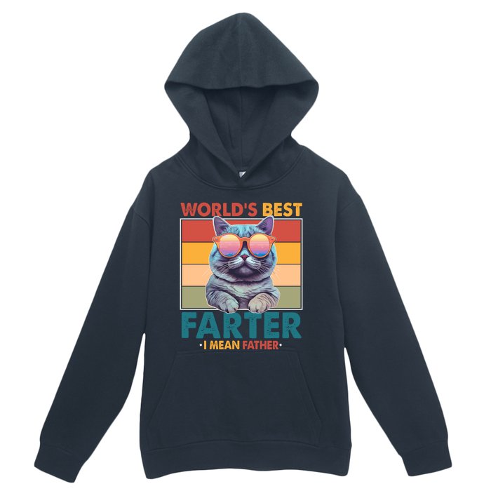 Worlds Best Farter I Mean Father Funny Retro Cat Urban Pullover Hoodie