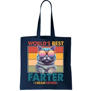 Worlds Best Farter I Mean Father Funny Retro Cat Tote Bag