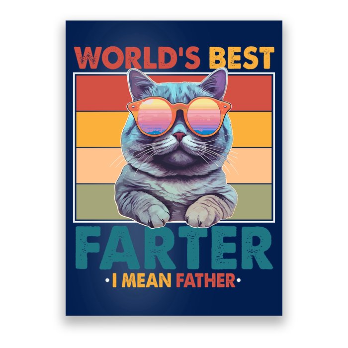 Worlds Best Farter I Mean Father Funny Retro Cat Poster
