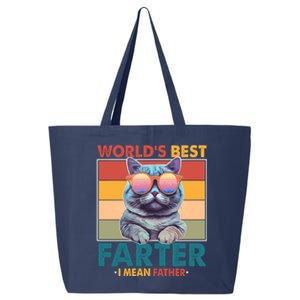 Worlds Best Farter I Mean Father Funny Retro Cat 25L Jumbo Tote