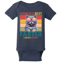 Worlds Best Farter I Mean Father Funny Retro Cat Baby Bodysuit