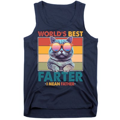 Worlds Best Farter I Mean Father Funny Retro Cat Tank Top
