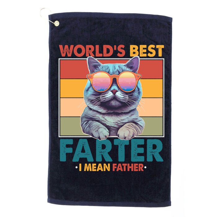 Worlds Best Farter I Mean Father Funny Retro Cat Golf Towel