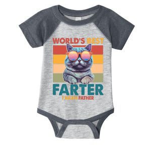 Worlds Best Farter I Mean Father Funny Retro Cat Infant Baby Jersey Bodysuit