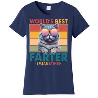 Worlds Best Farter I Mean Father Funny Retro Cat Women's T-Shirt