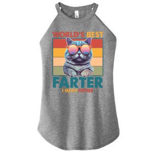 Worlds Best Farter I Mean Father Funny Retro Cat Women's Perfect Tri Rocker Tank