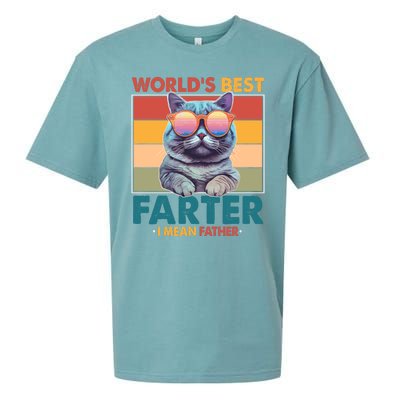 Worlds Best Farter I Mean Father Funny Retro Cat Sueded Cloud Jersey T-Shirt