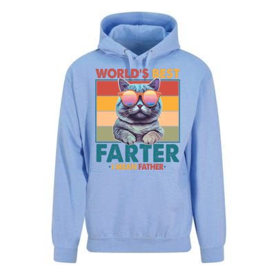 Worlds Best Farter I Mean Father Funny Retro Cat Unisex Surf Hoodie