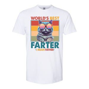 Worlds Best Farter I Mean Father Funny Retro Cat Softstyle CVC T-Shirt