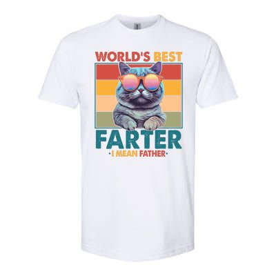 Worlds Best Farter I Mean Father Funny Retro Cat Softstyle CVC T-Shirt