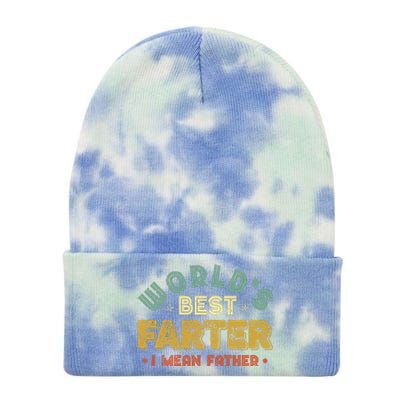 Worlds Best Farter I Mean Father Cool Dad Gift For Dad Tie Dye 12in Knit Beanie