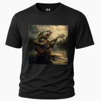 Weird Bass Fish Playing Bass Guitar Funny Cursed Meme Cooling Performance Crew T-Shirt