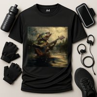 Weird Bass Fish Playing Bass Guitar Funny Cursed Meme Cooling Performance Crew T-Shirt